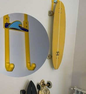 skateboard rack wall door version skate surfskate 3d print model - Mito3D