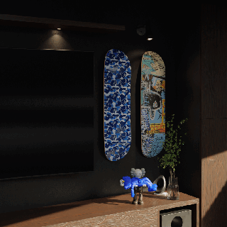 skate parede monte coberta exagero skatista patim arte decoração casa hipebesta 3d print model - Mito3D