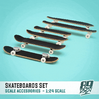 Skateboards einstellen 1 24 Rahmen Diorama 6 Modelle 3d print model - Mito3D