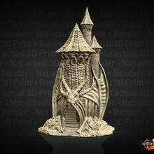 skeletal dragon dice tower - support free architecture building rpg support-free supportless no-supports roll skeletaldragon dicetower dice-tower fatesend fates-end dnd role-playing-game dice-roll path-finder skeletal-dragon 3d print model - Mito3D