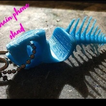 squelettique poisson porte clés téléphone portable supporter pêche 3d print model - Mito3D