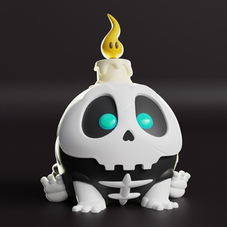 scheletrico balistico giocattoli arte Halloween candela scheletro carina palla divertente giocattolo nero spaventoso 3d print model - Mito3D