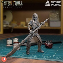 skeleton 001 - pre-supported game dnd miniature minis dungeons dragons 32mm tytantroll miniatures patreon spear glaive 3d print model - Mito3D