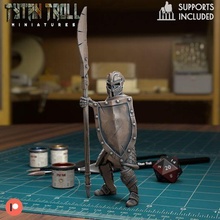 scheletro 002 pre supported gioco dnd miniatura minis dungeon draghi 32mm tytantroll miniature patreon scudo glaive lancia 3d print model - Mito3D