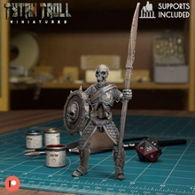 scheletro 004 pre supported gioco dnd miniatura minis dungeon draghi 32mm tytantroll miniature patreon Halloween glaive lancia scudo 3d print model - Mito3D