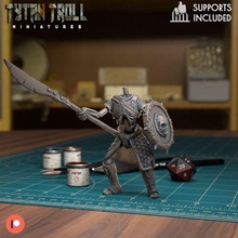 skeleton 006 - pre-supported game dnd miniature minis dungeons dragons 32mm tytantroll miniatures patreon shield glaive head headless 3d print model - Mito3D