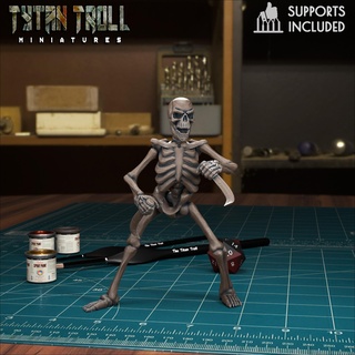 skeleton 01 pre-supported Game zombie undead fantasy tytantroll miniatures sculpting dnd skeletons warrior deadly 3d print model - Mito3D