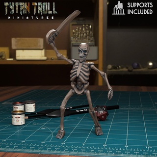 skeleton 02 pre-supported Game zombie undead fantasy tytantroll miniatures sculpting dnd skeletons warrior deadly 3d print model - Mito3D