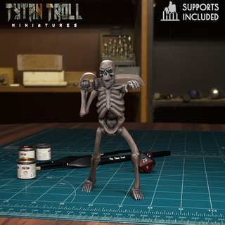 scheletro 06 pre supported gioco zombie non morti fantasia tytantroll miniature scolpire dnd scheletri guerriero mortale 3d print model - Mito3D