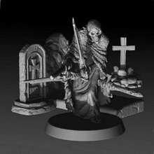 esqueleto 4 espadas miniatura mesa d juegos guerra cementerio Roca escenografia tumba 3d print model - Mito3D