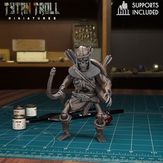 scheletro arciere 01 pre supported gioco zombie non morti fantasia tytantroll miniature scolpire dnd scheletri guerriero mortale 3d print model - Mito3D