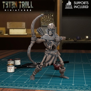 Skelett Bogenschütze 02 pre supported Spiel Zombie Untote Fantasie tytantroll Miniaturen Bildhauerei dnd Skelette Krieger tötlich 3d print model - Mito3D