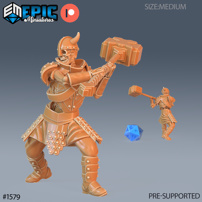 skeleton army hammer dnd miniature tabletop miniatures gaming monster 3d model rpg dndminis stl file game epic-miniatures dndminiatures 3dprint 3dminiature printedminis 3dprinting dungeon fantasy roleplaying dragon warrior undead pre-supported 3d print model - Mito3D