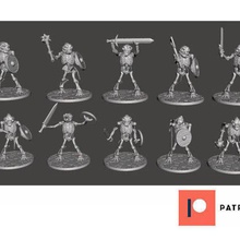 skeleton beastman warriors - melee dog soldiers game games warhammer wargaming wargames wargame warband undead skull miniatures miniature mini figure fantasy dnd collection 28mm 3d print model - Mito3D