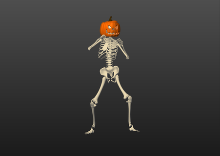 scheletro pugile carattere personaggi zucca strega cappello Halloween combattimento boxe print in place combattere 3d print model - Mito3D