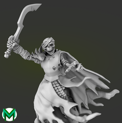 skeleton champion commander game leader cape sword curse city 3d print model - Mito3D