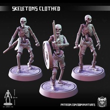 skeleton clothed game skeletons dungeongsanddragons dnd d&d undead miniature minis dungeondog dungeondogminiatures ttrpg rpg 3d print model - Mito3D