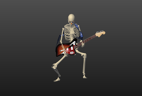 squelette guitariste personnage personnages citrouille sorcière chapeau Halloween guitare électrique dur hard rockprint in place 3d print model - Mito3D