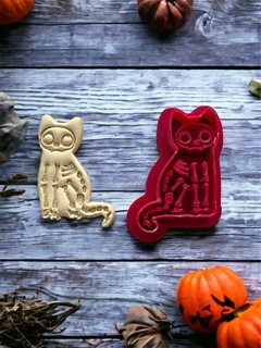 skeleton kitty stl file download polymer clay cutter jewelry cookie tool halloween baking tools 3d print model - Mito3D