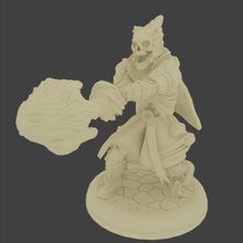 skeleton mage 28mm 2 poses game board gaming tabletop terrain skull flame dragons dungeons miniature fireball fire undead 3d print model - Mito3D