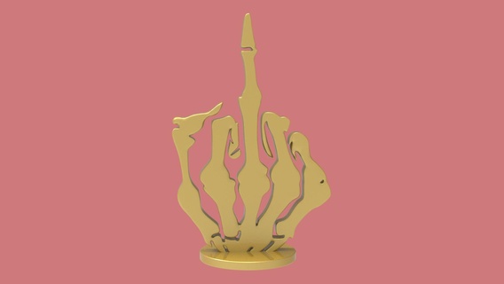 skeleton middle finger art sculpt sculpture bust decor decoration 3d print model - Mito3D