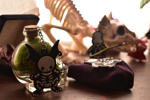 skeleton pokemon keychains pack halloween skull bone pikachu lucarius charmander dodrio dragonair gengar raichu snorlax squirtle zubat keychain 3d print model - Mito3D