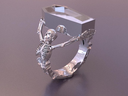 esqueleto anillo oro joyería joya cráneo 3d print model - Mito3D