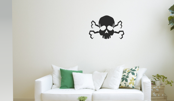 skeleton skull - wall decor art decoration home ornament 2d 2dart wallart wall2d 3d print model - Mito3D