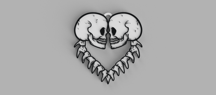 esqueleto crânio coração chaveiro pingente brincos 3d print model - Mito3D