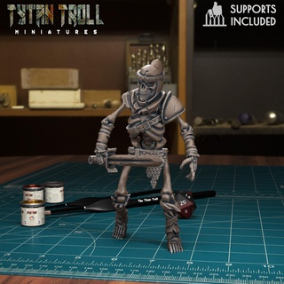skeleton warrior 01 pre-supported Game zombie undead fantasy tytantroll miniatures sculpting dnd skeletons deadly 3d print model - Mito3D
