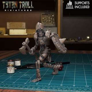esqueleto guerrero 03 pre supported juego zombi muertos vivientes fantasía tytantroll miniaturas esculpir dnd esqueletos mortal 3d print model - Mito3D