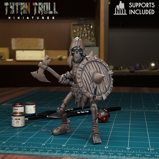 skeleton warrior 04 pre-supported Game zombie undead fantasy tytantroll miniatures sculpting dnd skeletons deadly 3d print model - Mito3D