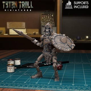 scheletro guerriero 05 pre supported gioco zombie non morti fantasia tytantroll miniature scolpire dnd scheletri mortale 3d print model - Mito3D