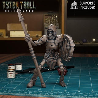 scheletro guerriero 06 pre supported gioco zombie non morti fantasia tytantroll miniature scolpire dnd scheletri mortale 3d print model - Mito3D