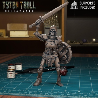 squelette guerrier 08 pre supported Jeu zombi Mort vivant fantaisie tytantroll miniatures sculpture dnd squelettes mortel 3d print model - Mito3D