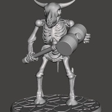 skeleton warrior beastman cow bull - warhammer game games zombie wargames wargame undead skull necromancer miniatures miniature mini man hammer figure fantasy dnd beast base 28mm 3d print model - Mito3D