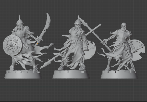 skeleton warriors cursed country miniature fantasy 28mm 32mm undead wargame male aos vampire city 3d print model - Mito3D