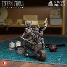 scheletro carriola pre supported gioco dnd miniatura minis dungeon draghi 32mm tytantroll miniature patreon arco freccia arciere scheletri 3d print model - Mito3D