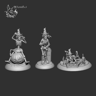 skeleton witch wargame 28mm halloween witches aos warhammerfb dnd 3d print model - Mito3D