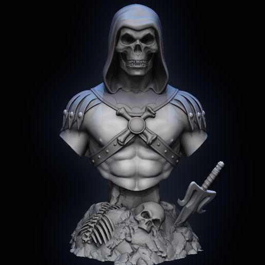 skeletor art bust heman villain 3dprint sculpture 3D print model - Mito3D