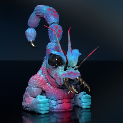 skorpion bulldozer kunst mpfer phantasie queer krabber ste dekorations geschenk hohes polygon lebewesen meerestier 3d print model - Mito3D