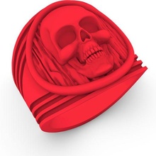 skull ring bijoux bague crâne gothique cornes Masculin homme 3d print model - Mito3D