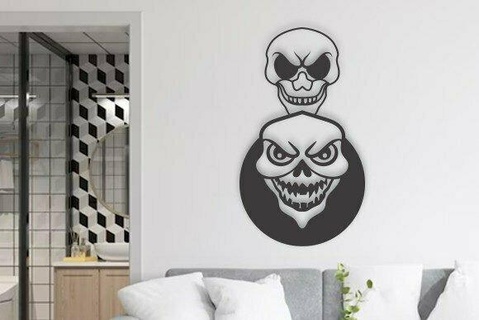 skull head unique design decor decoration wall art 2d lineart halloween 3d print model - Mito3D