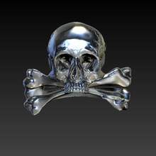 cráneo tibias cruzadas anillo joyería 3d print model - Mito3D