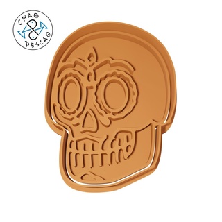 skull - mexican culture 6 cookie cutter fondant polymer clay baking party mexico luchador tequila cinco de mayo piramide chile cactus tacos sombrero 3d print model - Mito3D