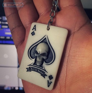 skull ace spades keychain aceofspades playing card 3d print model - Mito3D