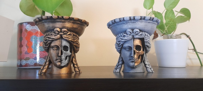 cranio Atene greco dea v2 fiore succulenta pentola ciotola In piedi statua mitologia scultura pianta 3d print model - Mito3D