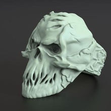 skull biker ring-vol4 Schmuck stilisierte ornament Silber Mode Skelett 3d print model - Mito3D