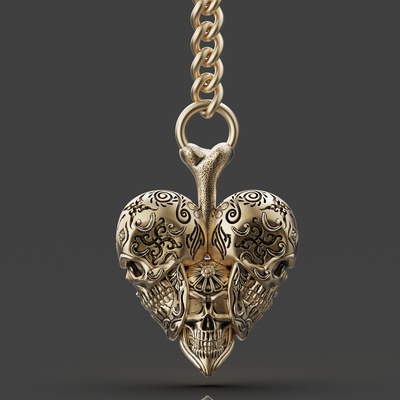 skull bone key holder keyholder silver gold jewelry printable 3d model trend fashion design zbrush tiger 3d print model - Mito3D
