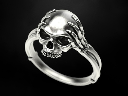 cranio osso squillare uomo scheletro fricchettone Gotico orrore gioielleria design stampabile oro prototipazione argento motociclista annerimento maschio 3d print model - Mito3D